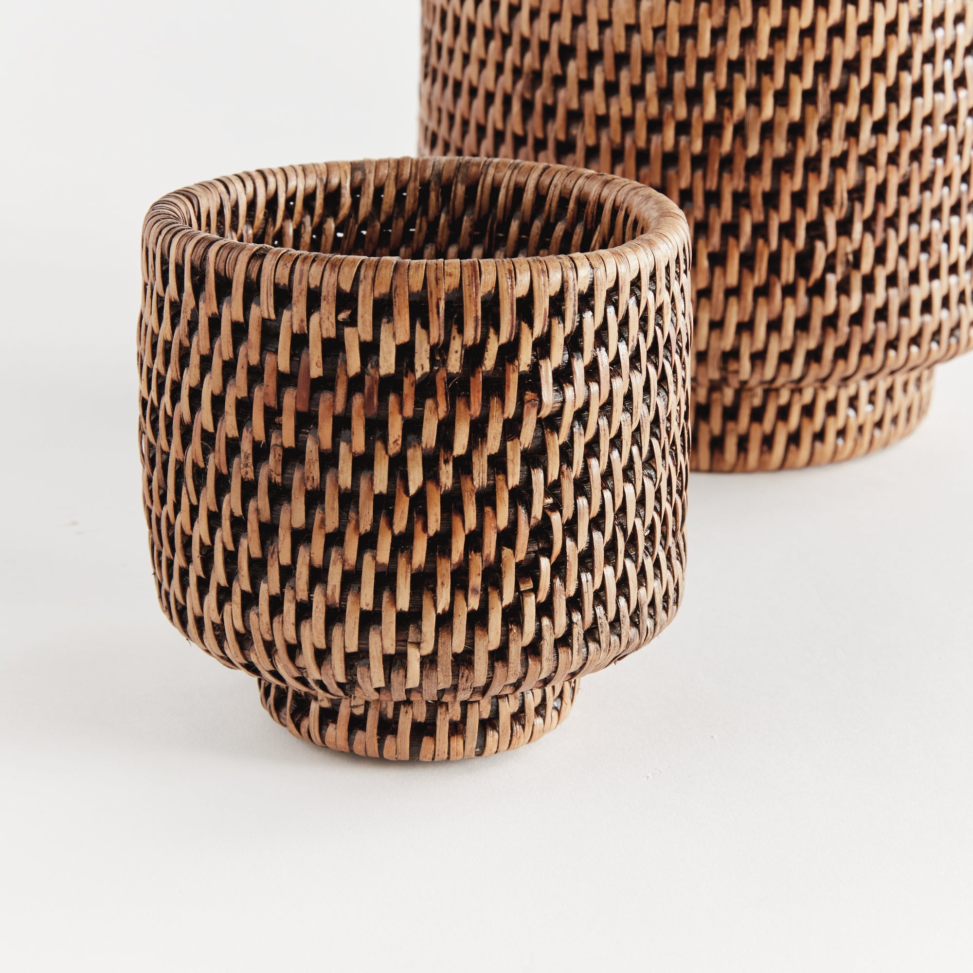 Burma Rattan Cachepots Small, Set Of 2 Brown